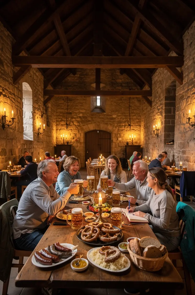 Traditionelle deutsche Fachwerkhäuser entlang einer historischen Altstadtstraße